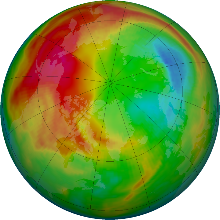 Arctic ozone map for 15 February 1984